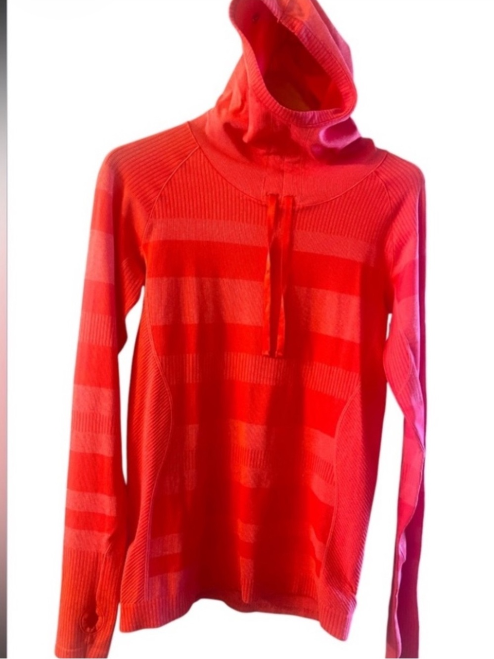 Brooks Moving Comfort striped running pullover thumbholes nwot